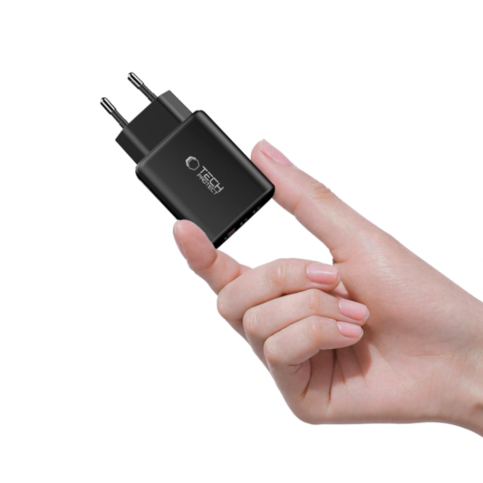 Tech-Protect - Tech-Protect 3-Port Snabbladdare PD 65W QC3.0 NCA65W-GAN