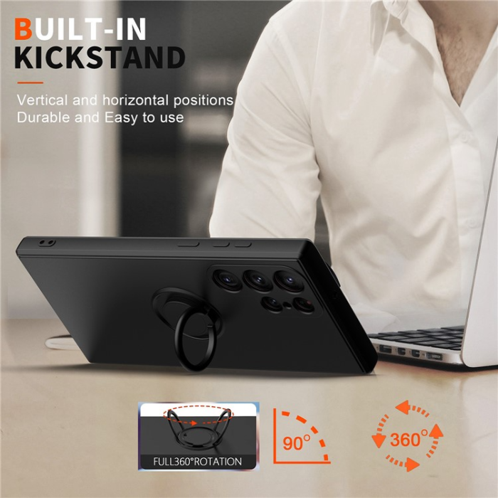 A-One Brand - Galaxy S23 Skal Ringhållare Kickstand Shockproof - Svart