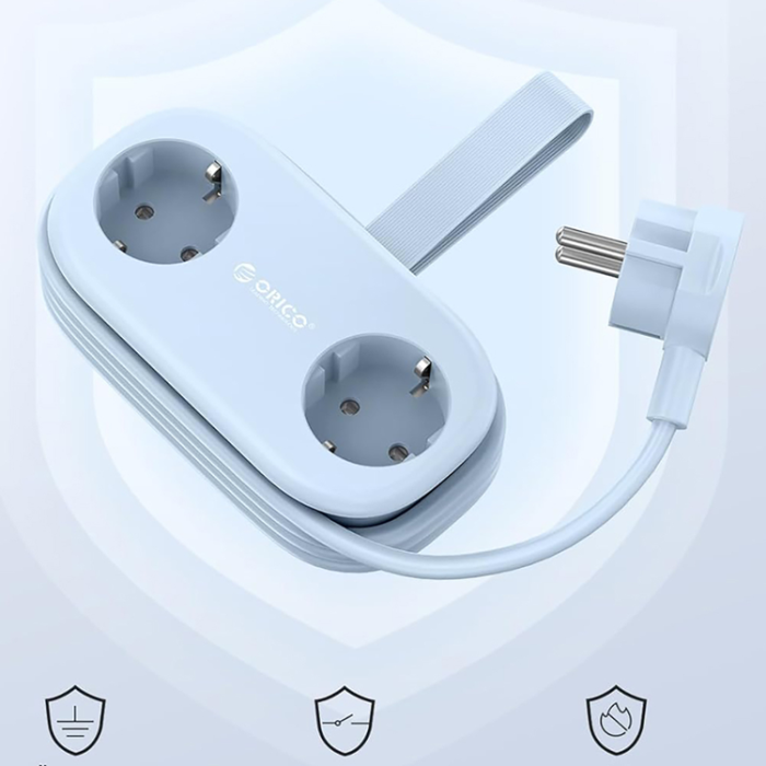 ORICO - Orico 5in1 Grenuttag 20W GaN 2xUSB-A 1xUSB-C 2xAC AP3 - Blå