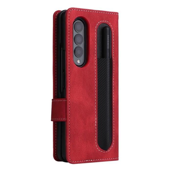 UTGATT1 - Galaxy Z Fold 4 Plånboksfodral 2in1 Detachable - Röd