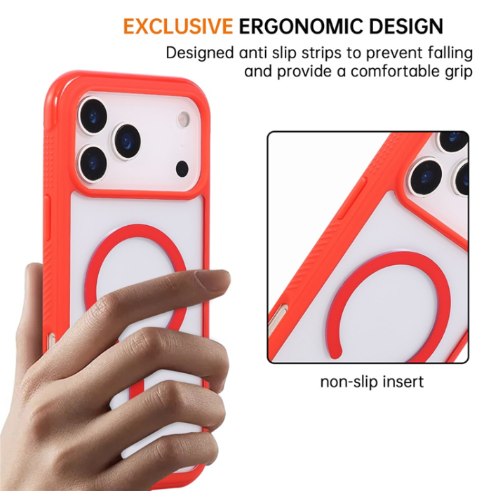 A-One Brand - iPhone 17 Pro Max Mobilskal MagSafe TPU+PC Transparent - Röd