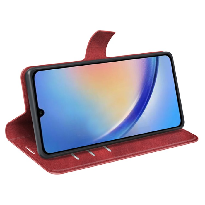 A-One Brand - Galaxy A34 5G Plånboksfodral Calf Flip Folio - Röd