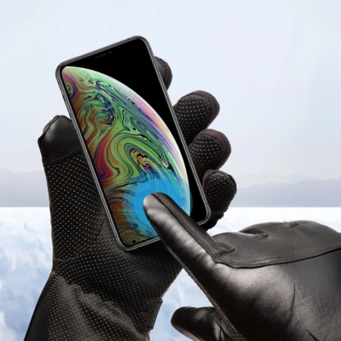 OEM - Insulated Mobil Touchvantar/Handskar i PU-läder För Herr (M/L) - Svart