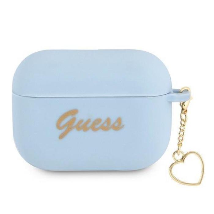 Guess - Guess Silicone Heart Charm Collection Skal Airpods Pro - Blå