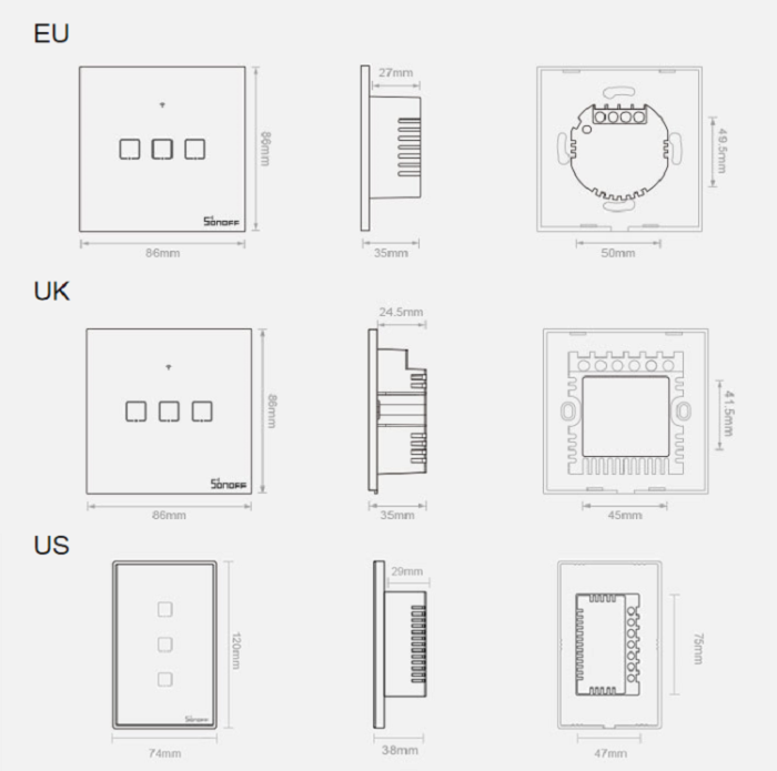Sonoff - Sonoff Wi-Fi Smart Switch T3EU1C-TX - Svart
