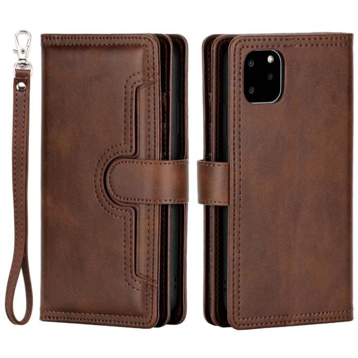 OEM - iPhone 14 Plus Plånboksfodral Äkta Läder Flip - Coffee