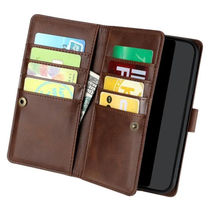 OEM - iPhone 14 Plus Plånboksfodral Äkta Läder Flip - Coffee