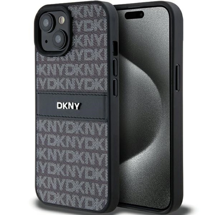 DKNY iPhone 15/14 Plus Mobilskal Läder Mono Stripe & Metal Logo | 2353 | AlltMobil