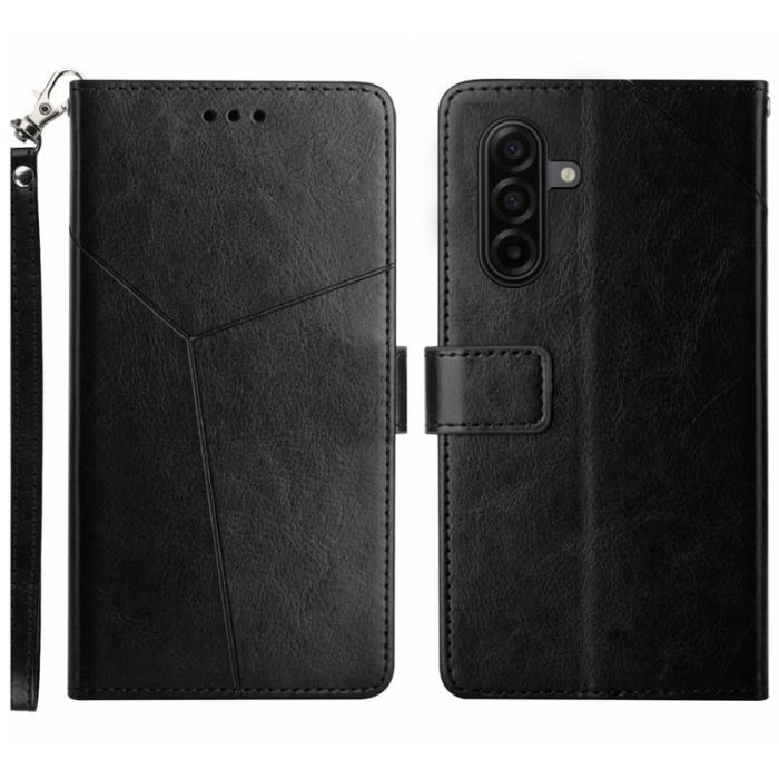 OEM - Mobilskal till Samsung Galaxy S26 Y-formade Linjer Prägling KonstLäder - Svart