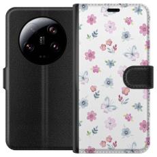 iSecrets - Pl&aring;nboksfodral till Xiaomi 13 Ultra med Blommor och fj&auml;rillar