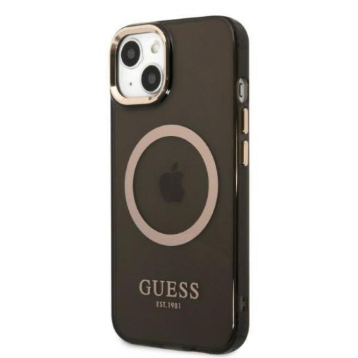Guess - GUESS iPhone 13 Skal MagSafe Gold Outline Translucent - Svart