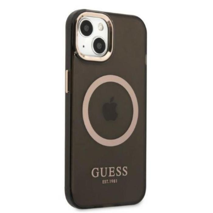 Guess - GUESS iPhone 13 Skal MagSafe Gold Outline Translucent - Svart