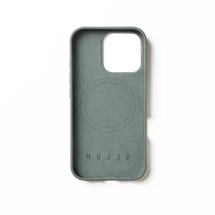Mujjo - Mujjo iPhone 16 Pro Mobilskal MagSafe Läder - Grön Rök