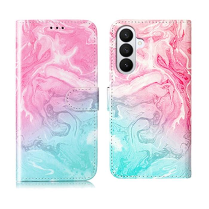OEM - Plånboksfodral för Samsung Galaxy S26 Flip Konstläder - Rosa Grön Marmor