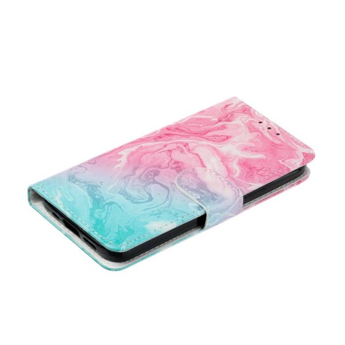 OEM - Plånboksfodral för Samsung Galaxy S26 Flip Konstläder - Rosa Grön Marmor