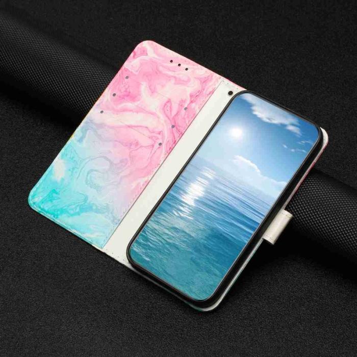 OEM - Plånboksfodral för Samsung Galaxy S26 Flip Konstläder - Rosa Grön Marmor