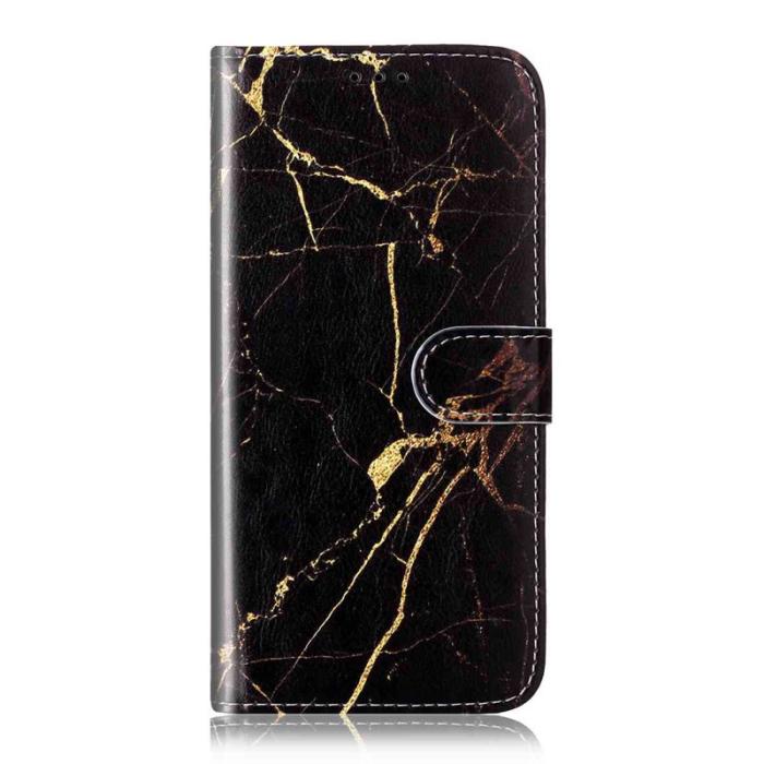 OEM - Plånboksfodral för Samsung Galaxy S26 Flip Konstläder - Svart Guld Marmor