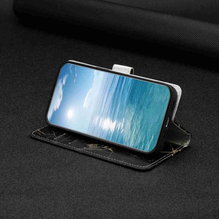 OEM - Plånboksfodral för Samsung Galaxy S26 Flip Konstläder - Svart Guld Marmor