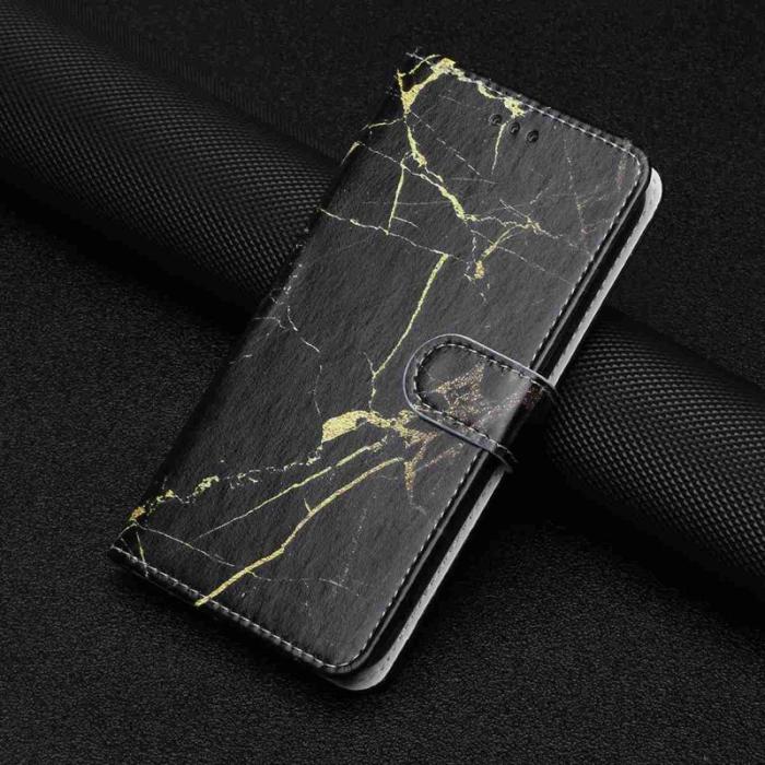 OEM - Plånboksfodral för Samsung Galaxy S26 Flip Konstläder - Svart Guld Marmor
