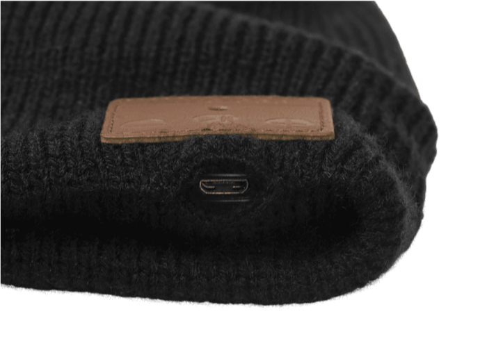 A-One Brand - Stickad mössa med inbyggda hörlurar - Bluetooth - Svart