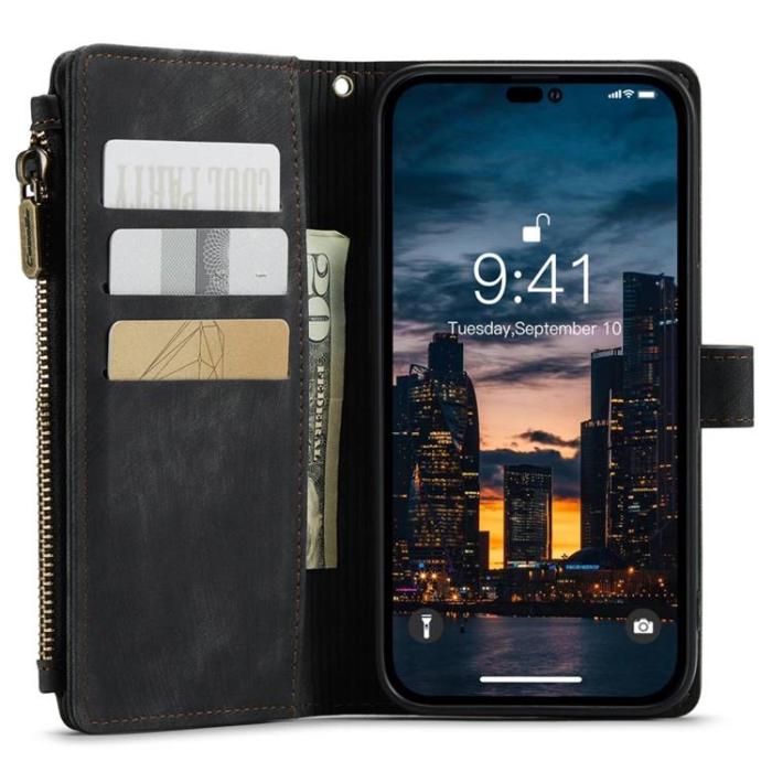 Caseme - CASEME iPhone 14 Pro Max Plånboksfodral C30 Zipper - Svart
