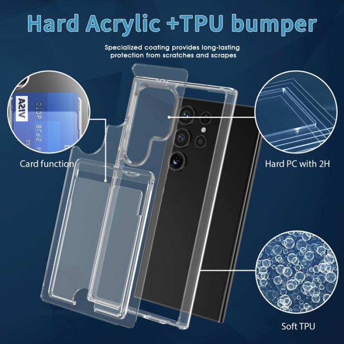 OEM - Mobilskal för Samsung Galaxy S26 Ultra Plast + Akryl med kortfack - Transparent