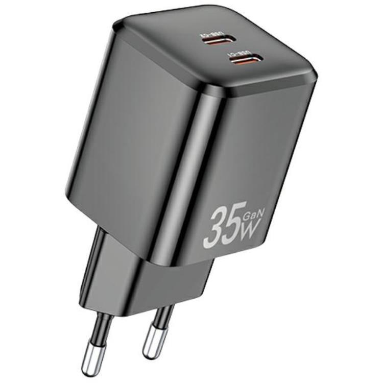 Awei Snabbladdare 35W 2xUSB-C PD GaN - Svart | 505295 | AlltMobil