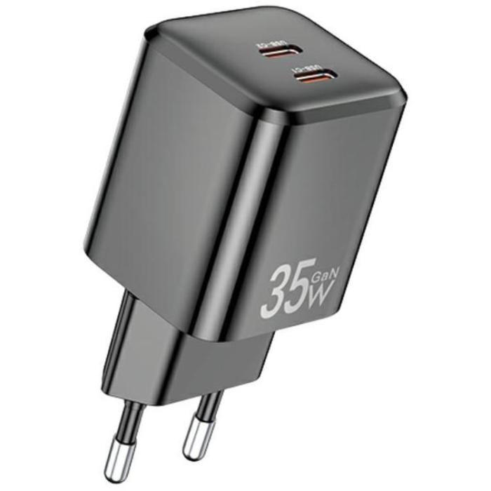 Awei - Awei Snabbladdare 35W 2xUSB-C PD GaN - Svart