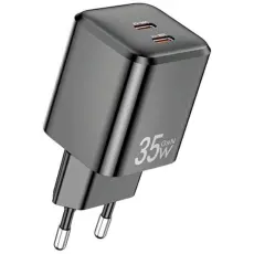 Awei - Awei Snabbladdare 35W 2xUSB-C PD GaN - Svart