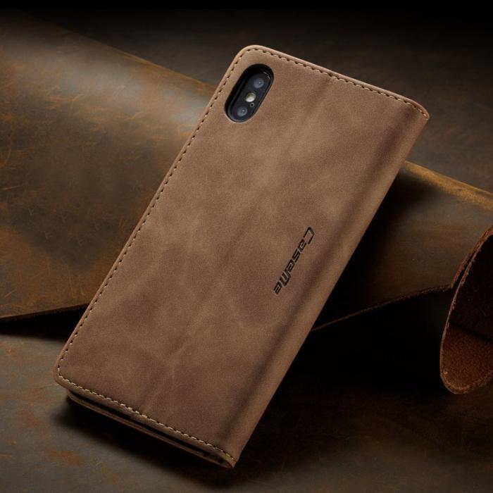 Caseme - CASEME 013 Series Mobilskal till iPhone XS/X Retro Flip Läder Khaki