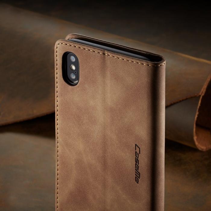 Caseme - CASEME 013 Series Mobilskal till iPhone XS/X Retro Flip Läder Khaki