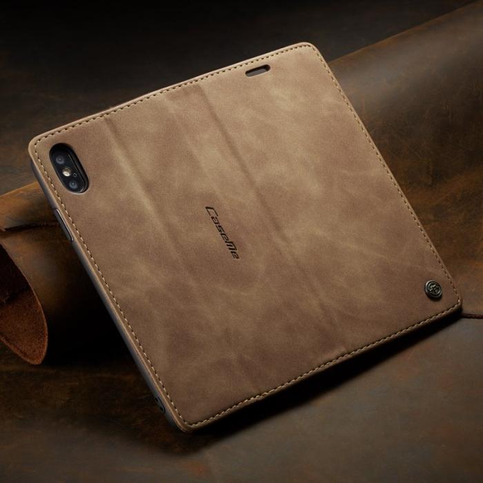 Caseme - CASEME 013 Series Mobilskal till iPhone XS/X Retro Flip Läder Khaki