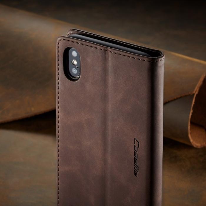 Caseme - CASEME 013 Series Mobilskal till iPhone XS/X Retro Läder Skydd - Brun