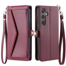 OEM - Samsung Galaxy S26 Pl&aring;nboksfodral Konstl&auml;der Med Handrem - Vinr&ouml;d