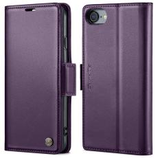 Caseme - CASEME Litchi Texture Pl&aring;nboksfodral Konstl&auml;der iPhone 6/7/8/SE Lila