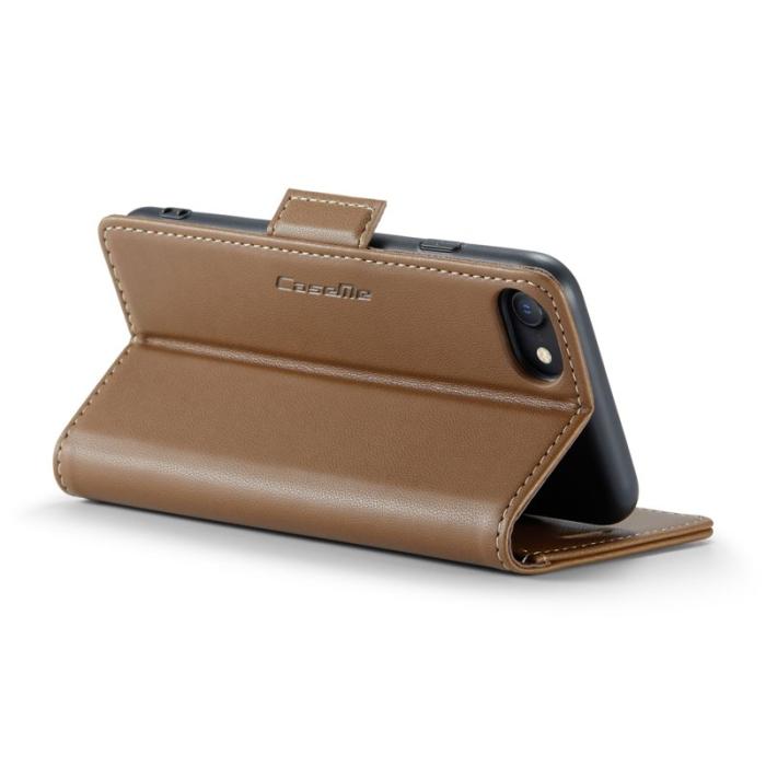 Caseme - CASEME Litchi Texture Plånboksfodral Konstläder iPhone 6/7/8/SE Brun