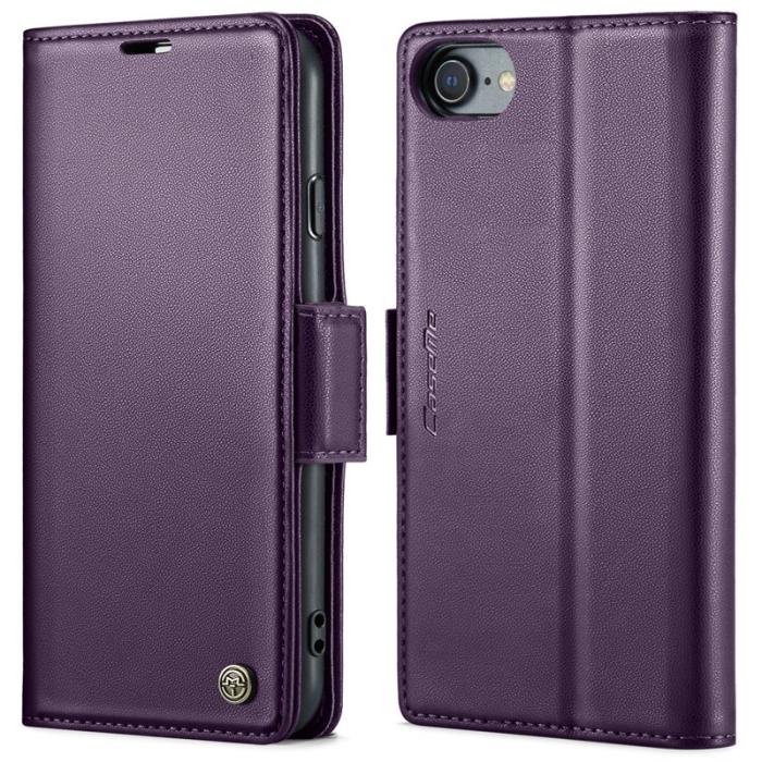 Caseme - CASEME Litchi Texture Plånboksfodral Konstläder iPhone 6/7/8/SE Lila