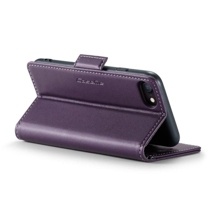 Caseme - CASEME Litchi Texture Plånboksfodral Konstläder iPhone 6/7/8/SE Lila