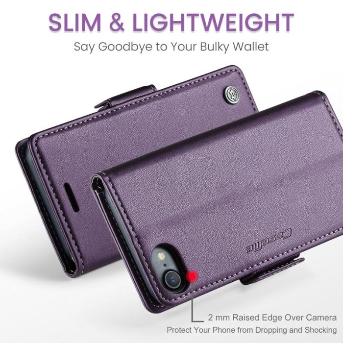 Caseme - CASEME Litchi Texture Plånboksfodral Konstläder iPhone 6/7/8/SE Lila