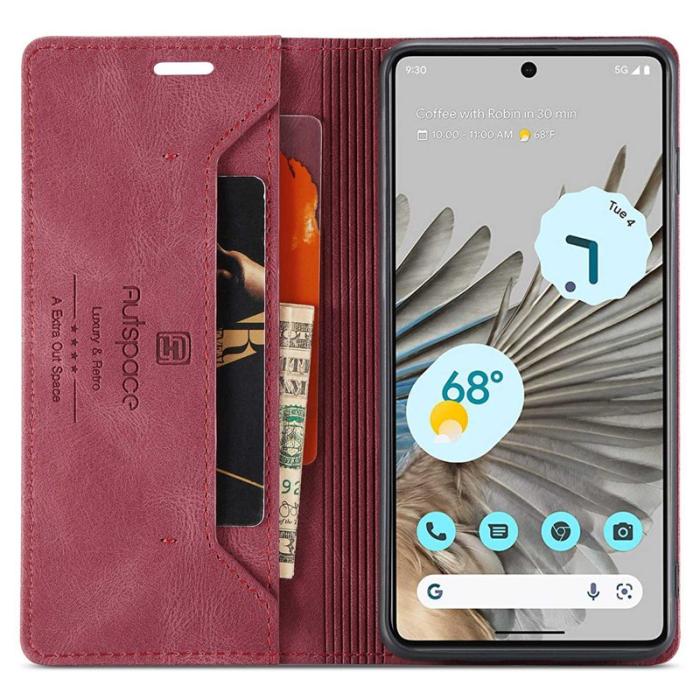 AUTSPACE - AUTSPACE A01 Fodral för Google Pixel 7 Pro - Retro Matte KonstLäder - Röd