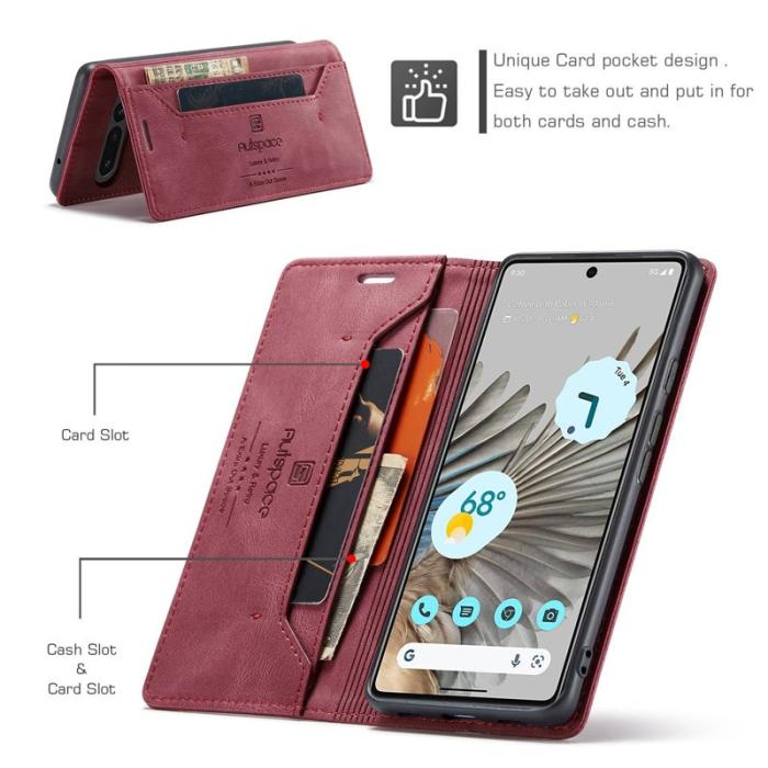 AUTSPACE - AUTSPACE A01 Fodral för Google Pixel 7 Pro - Retro Matte KonstLäder - Röd