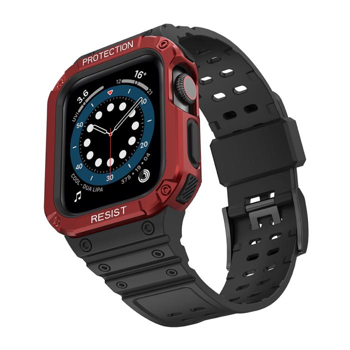 Ruhtel - Apple Watch 4/5/6/7/SE (42/44/45mm) Armband Armored - Svart