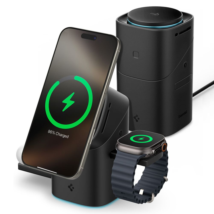 Spigen Trådlös Laddare iPhone/Apple Watch/Airpods - Svart