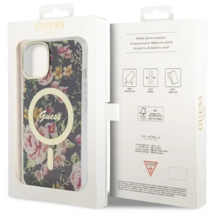 Guess - Guess iPhone 14 Mobilskal MagSafe Flower - Svart