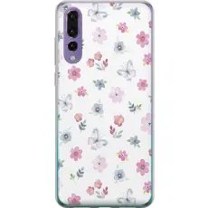 Gustaf - Mobilskal till Huawei P20 Pro med Blommor och fj&auml;rillar