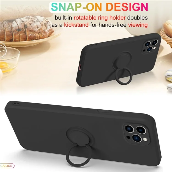 OEM - iPhone 16 Pro Max Mobilskal Silikon Ring - Svart