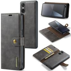 DG.MING - DG.MING Sony Xperia 10 VI Pl&aring;nboksfodral 2 i 1 Removable &Auml;kta l&auml;der - Gr&aring;
