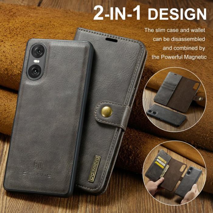 DG.MING - DG.MING Sony Xperia 10 VI Plånboksfodral 2 i 1 Removable Äkta läder - Grå