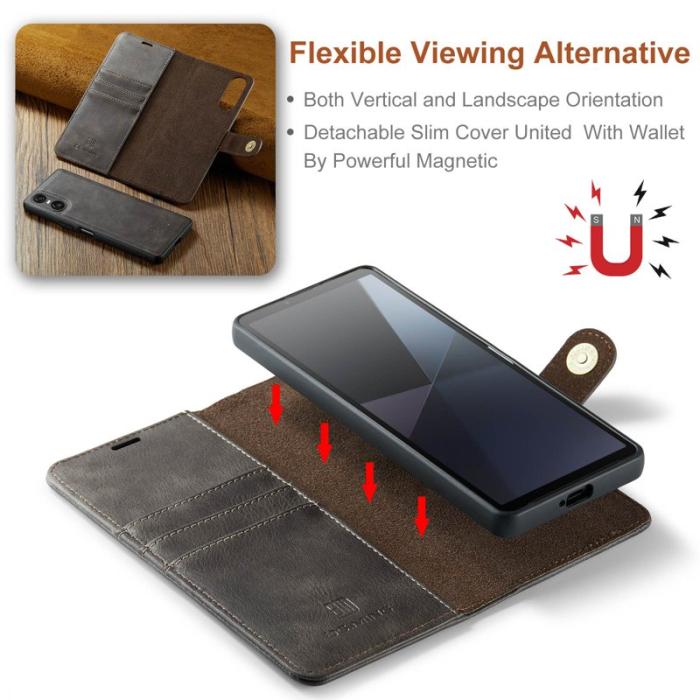DG.MING - DG.MING Sony Xperia 10 VI Plånboksfodral 2 i 1 Removable Äkta läder - Grå