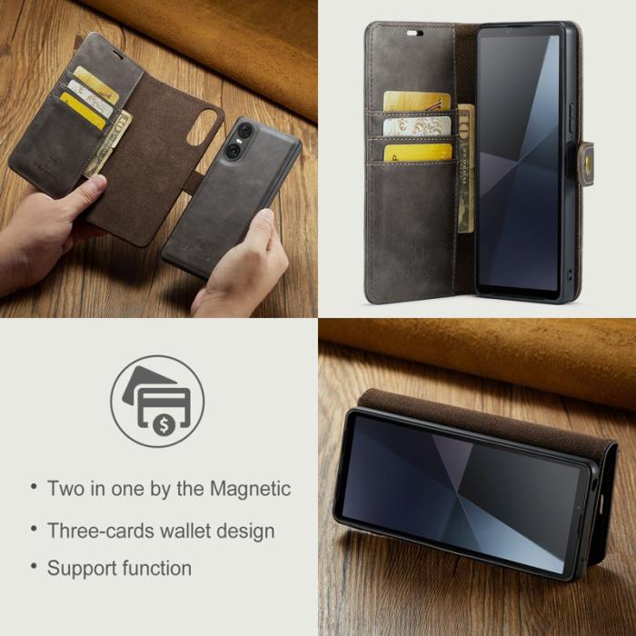 DG.MING - DG.MING Sony Xperia 10 VI Plånboksfodral 2 i 1 Removable Äkta läder - Grå